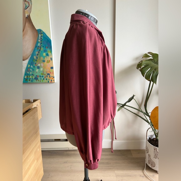 Vintage Maroon Blouse with Drawstring - Picture 4 of 7